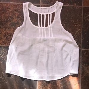 White sleeveless top